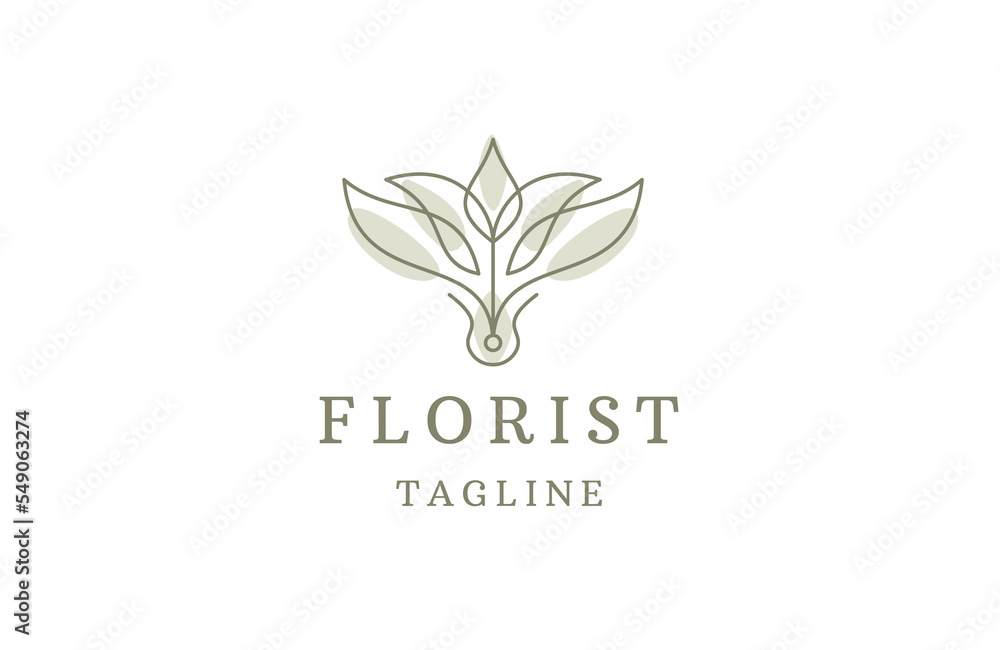 Nature leaf flower with line art style logo design template flat vector Nature leaf flower with line art style logo design template flat vector