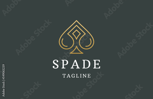 Luxury spade line logo icon design template flat vector