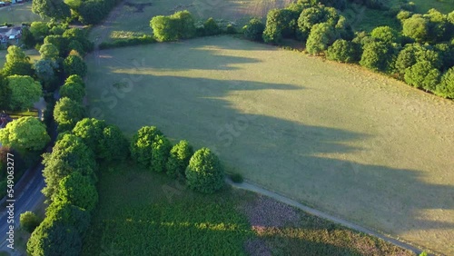 Aerial shot of farm fields in the town of Kidderminster in Worcestershire, England photo