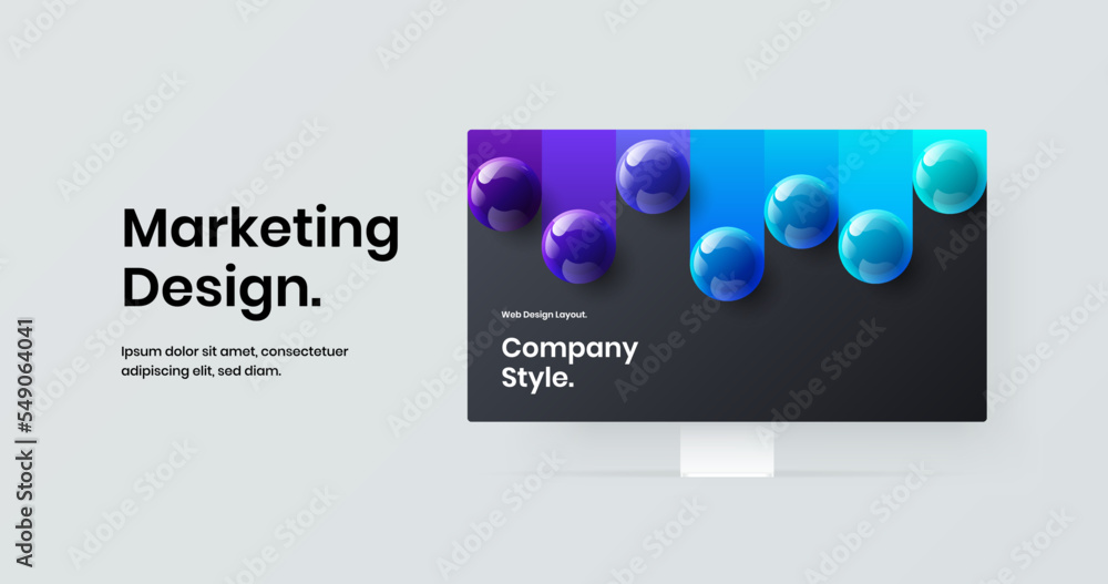 Naklejka premium Premium banner design vector layout. Original computer display mockup presentation concept.