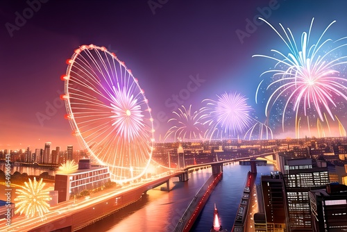 AI-generated Image Of New Year's Eve Fireworks In London City 