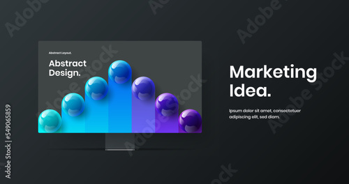 Bright display mockup web project template. Abstract presentation vector design illustration.