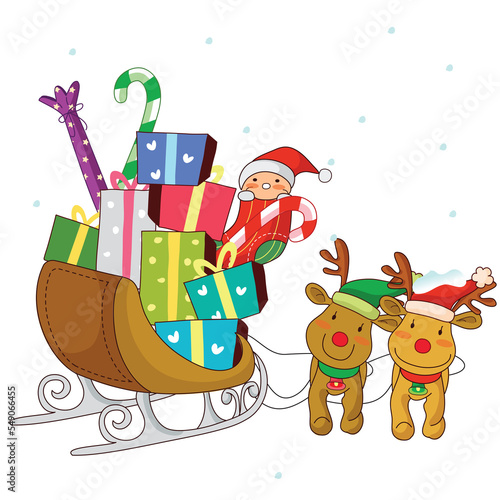a sleigh and deer full of gifts  © zzve