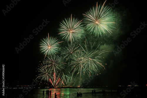 Colorful of fireworks for 4th July national holiday festival,independence day or New Year count down 2023
