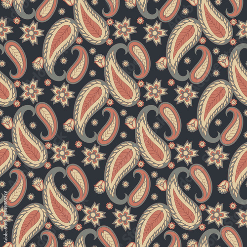 Paisley Floral oriental ethnic Pattern. Seamless Vector Ornament. Damask fabric patterns.