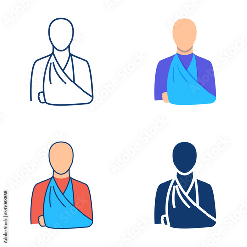 Man with broken arm icon set