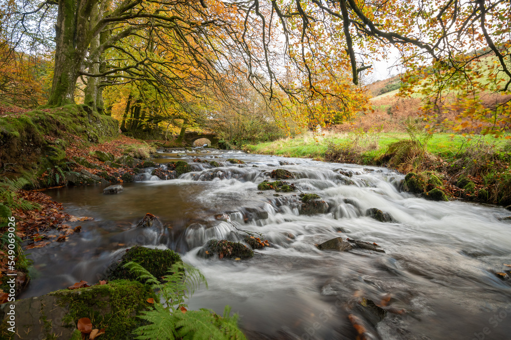 Robbers Bridge in Exmoor National Park in autumn