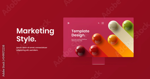 Colorful desktop mockup web project illustration. Premium landing page vector design layout.