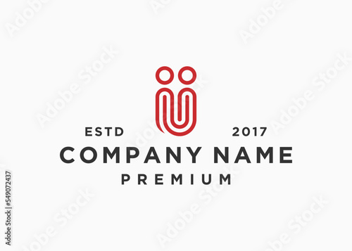 letter u with person logo design vector illustration template