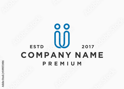 letter u with person logo design vector illustration template
