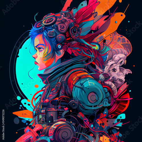 Atompunk human, highly detailed colorful portrait