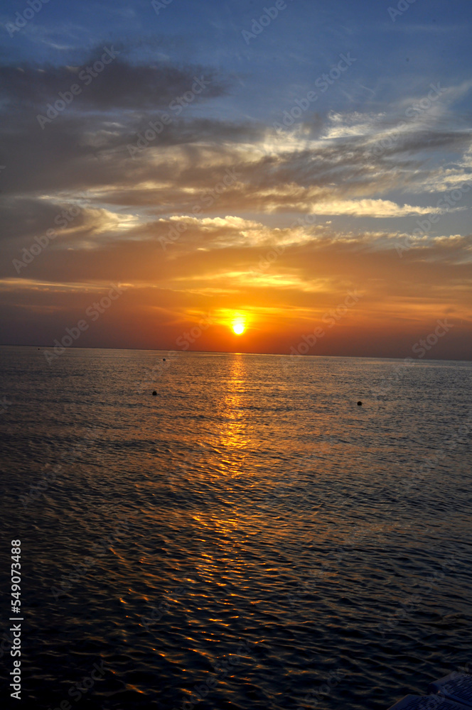 Obraz premium Orange sunset on the Red Sea, Egypt
