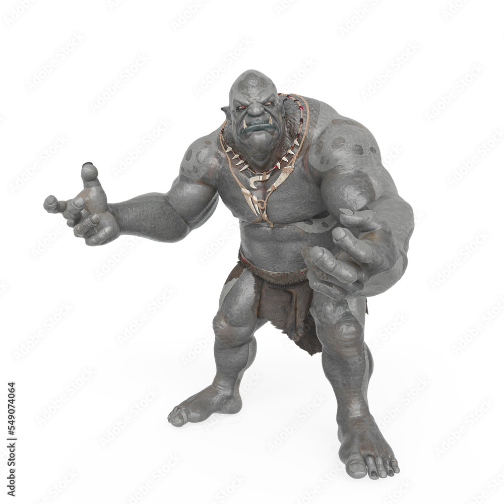 ogre beasty is ready to grab something in white background ogre beasty is ready to grab something in white background