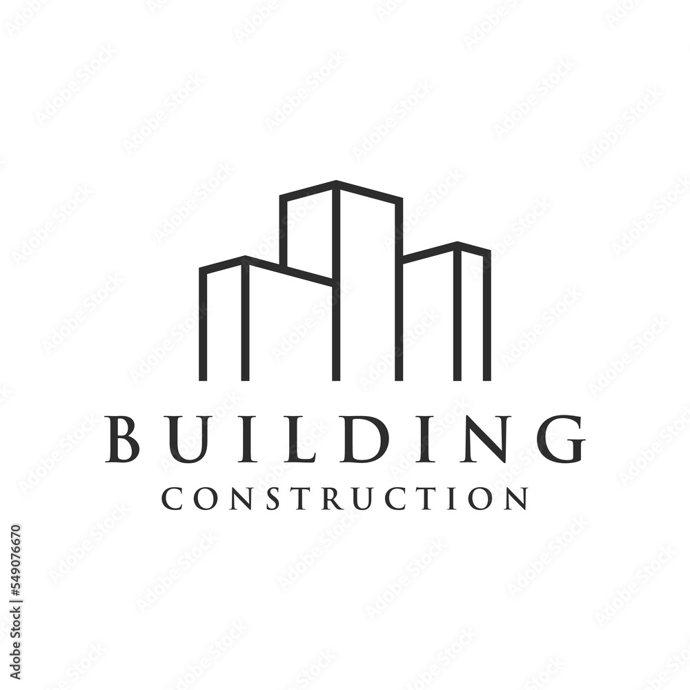 Logo design of modern and elegant luxury apartment buildings, houses, hotels and buildings isolated background.Logo for business,architecture, construction and building.