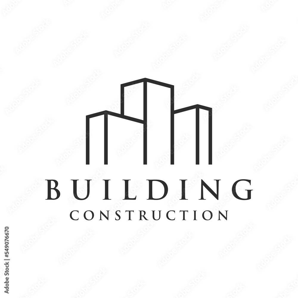 Fototapeta premium Logo design of modern and elegant luxury apartment buildings, houses, hotels and buildings isolated background.Logo for business,architecture, construction and building.