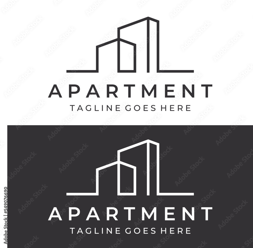 Logo design of modern and elegant luxury apartment buildings, houses, hotels and buildings isolated background.Logo for business,architecture, construction and building.