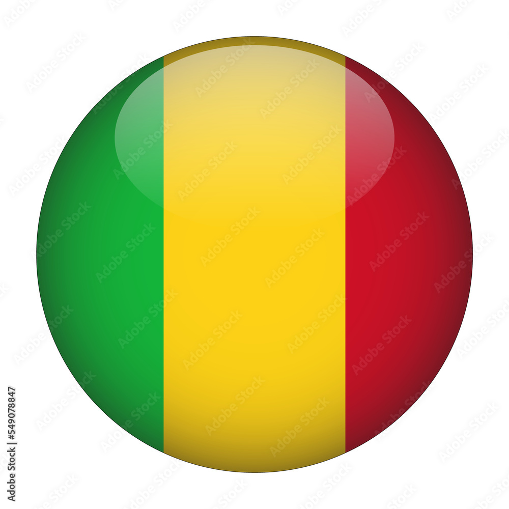 Mali 3D Rounded Flag with Transparent Background 