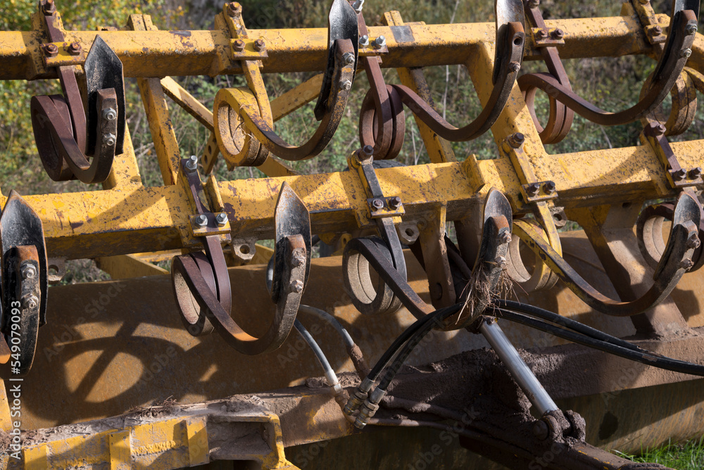 detail of agricultural machine to make furrows