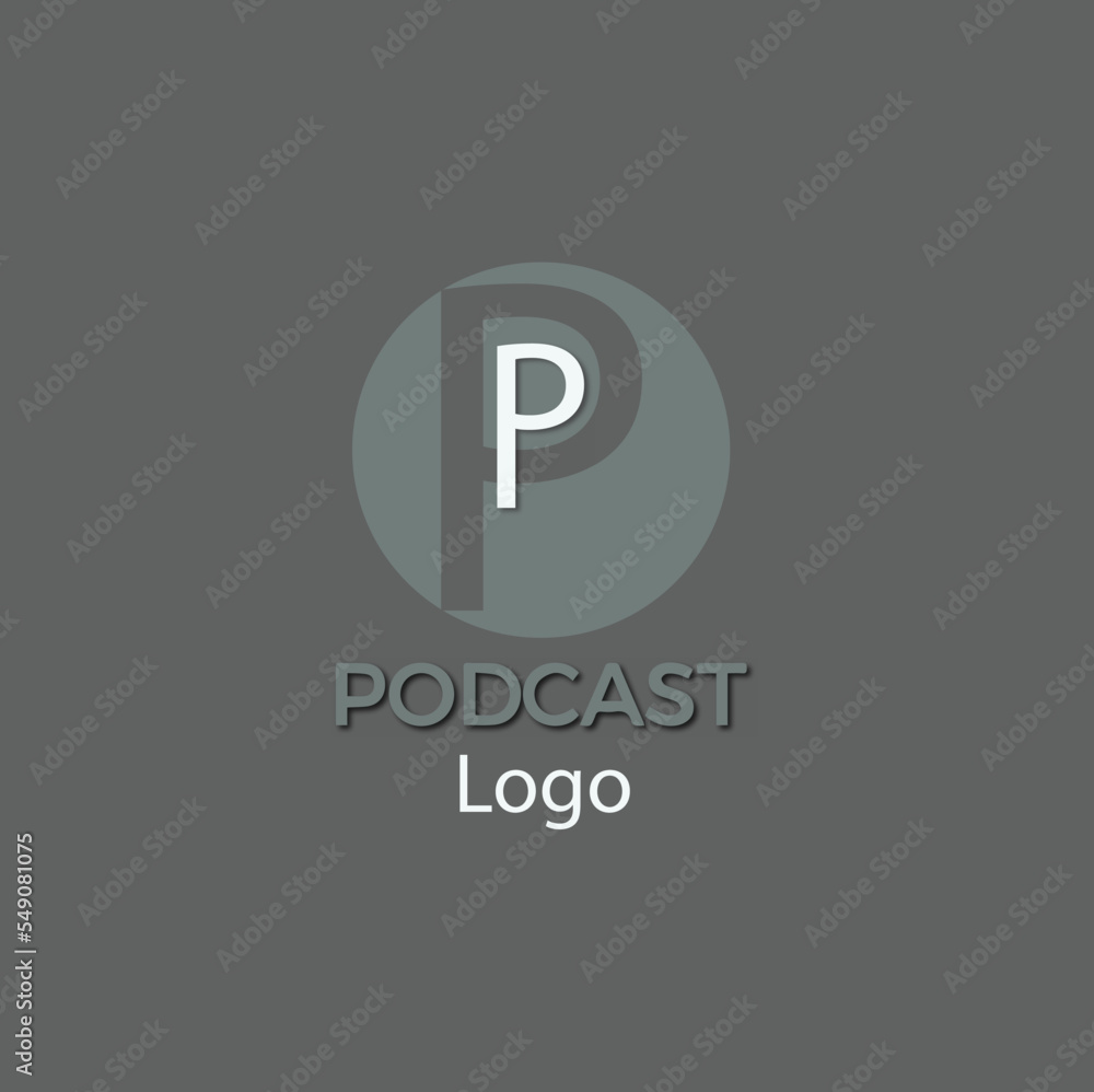 Podcast demo letter logo in rounded shape simple solid color background vector illustration design.