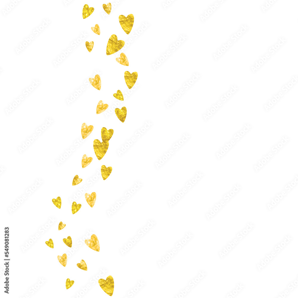 San Valentin Day Confetti. February Sparkle For Birthday. Special Frame. Yellow Retro Backdrop. Modern Poster For Gift. Gold Holiday Border. Golden San Valentin Day Confetti.