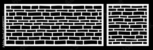 Laser cutting template for decorative panel. Abstract brick wall pattern. Vector template.