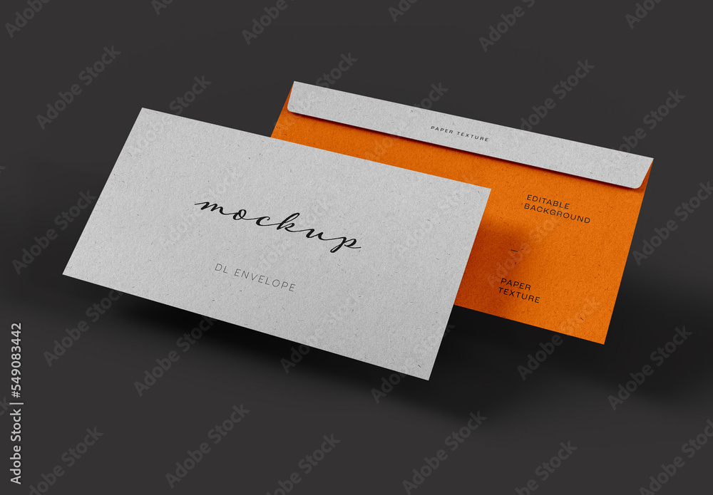 Envelope Mockup Design with Overlay Shadow and Editable Background
