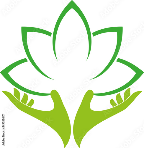 Logo, Zwei Hände und Blätter, Pflanze, Heilpraktiker, Gärtner