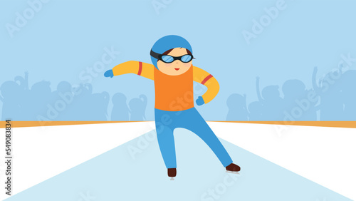 sportsman in equipment skating on ice