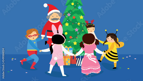 children's dance around the Christmas tree