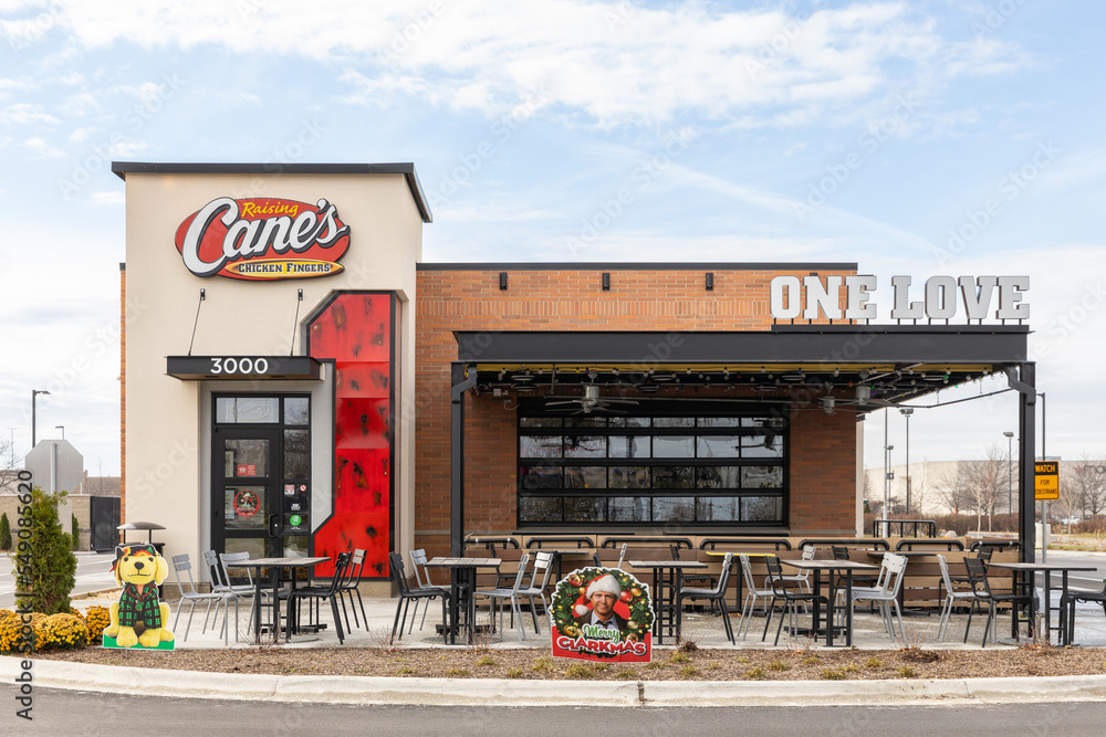 JOLIET, IL, USA NOVEMBER 24, 2022 Raising Cane's is an American fast