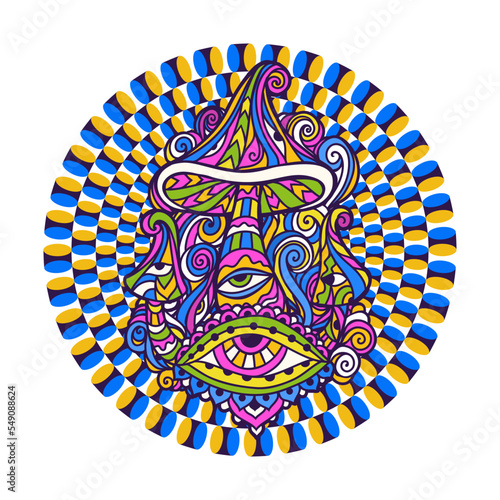 Psychedelic Magic Mushrooms. Vector illustration.