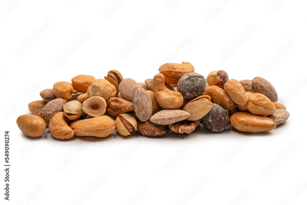 Fototapeta premium A group of almonds, pistachios, walnuts, macadamia, cashews.