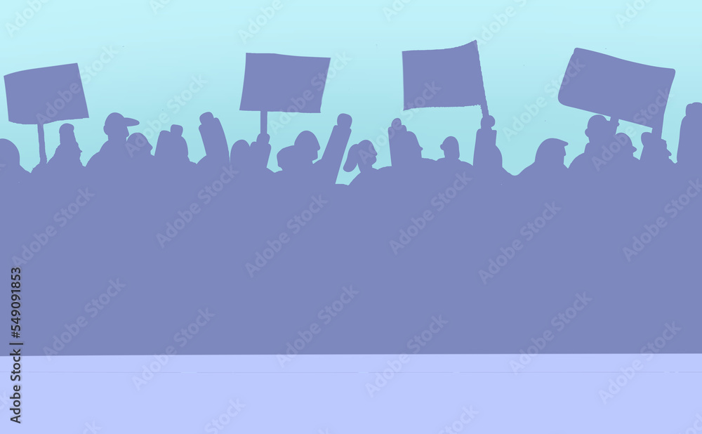Naklejka premium Fondo de protesta con personas levantando carteles