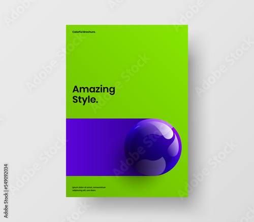 Modern booklet vector design layout. Creative realistic spheres journal cover concept.