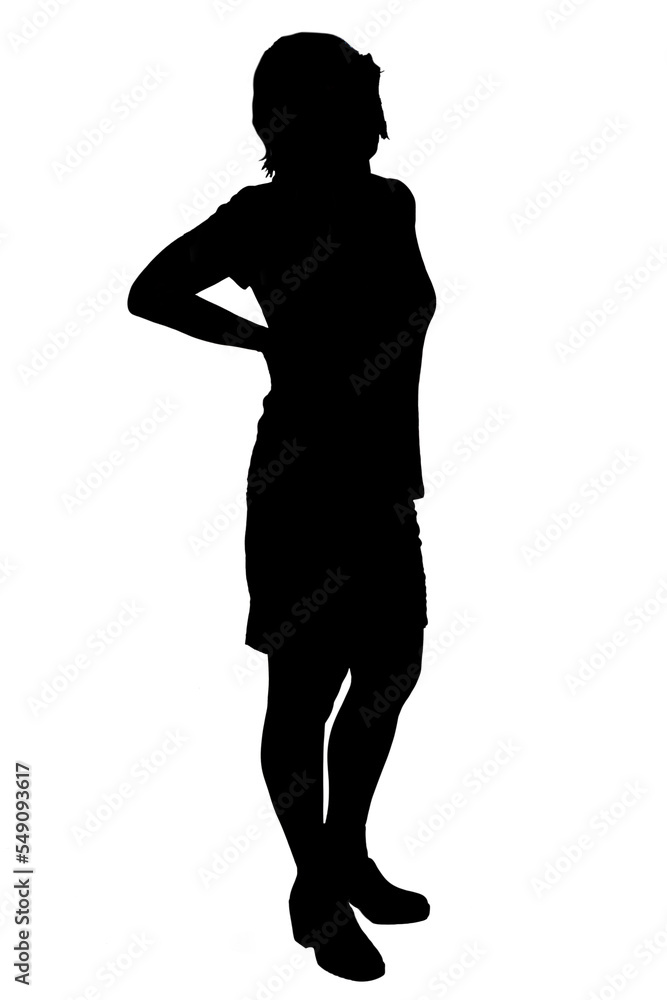 silhouette of a  woman with pain back on white