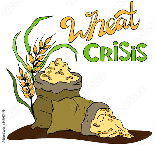 wheat crisis. Global food inflation and hunger. The problem of food insecurity in the world. Price growth for wheat seeds on the chart.