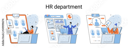 Business concepts human resourses HR department, increasing employee engagement, worker performance evaluation. Personal staff training for business development, motivation for evolution of initiative