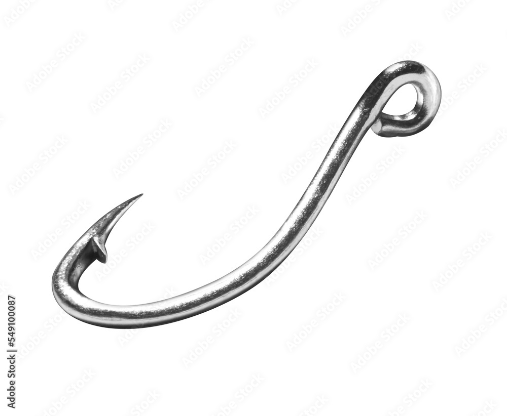Single fish hook isolated on transparent background. png file