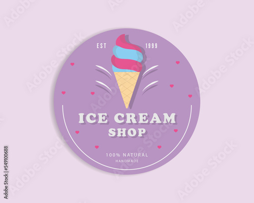 Ice cream logo. The logotype of your cafe. Ice cream coffee, tasty, gelato. Patch, sticker