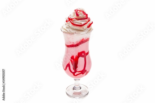 Closeup of a tasty whipped cream cold bewerage isolated on a white background photo