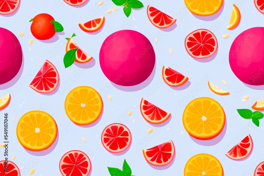 Seamless pattern with fruits and oranges Seamless pattern with fruits and oranges