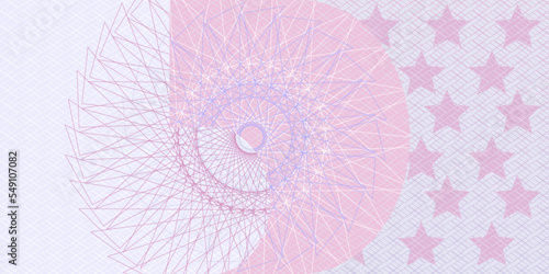 Pink and blue guilloche background for certificate