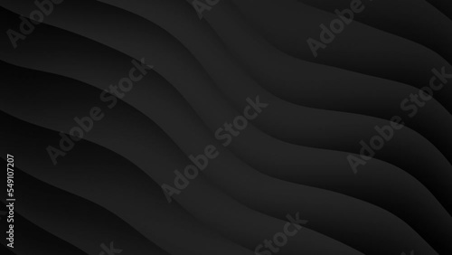 Abstract gradient black and gray waves background. Seamless looped.