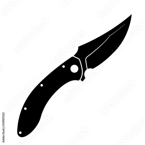 Jackknife icon. Black folding knife icon isolated on white background. Vector illustration in flat design.