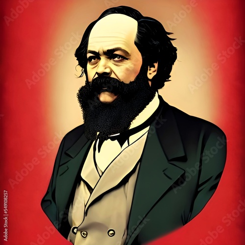 Illustrated Portrait of Karl Marx photo