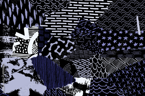 Abstract black strokes, Hand sketched Vector Pattern. Retro abstract pattern in geometric style. Abstract multicolored geometric pattern.	
