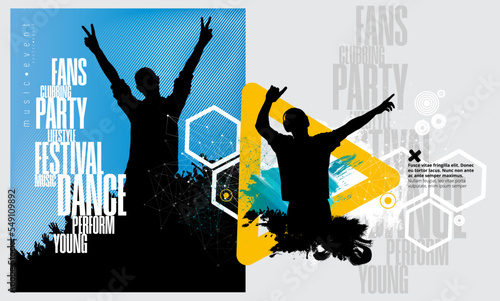 Dancing people, nightlife and music festival concept