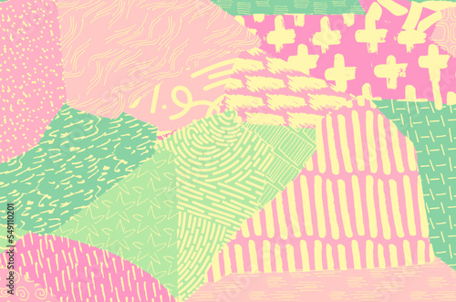Abstract black strokes, Hand sketched Vector Pattern. Retro abstract pattern in geometric style. Abstract multicolored geometric pattern.	
