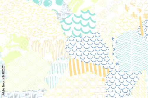 Abstract black strokes, Hand sketched Vector Pattern. Retro abstract pattern in geometric style. Abstract multicolored geometric pattern.	
