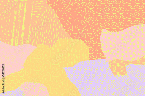 Abstract black strokes, Hand sketched Vector Pattern. Retro abstract pattern in geometric style. Abstract multicolored geometric pattern.	
